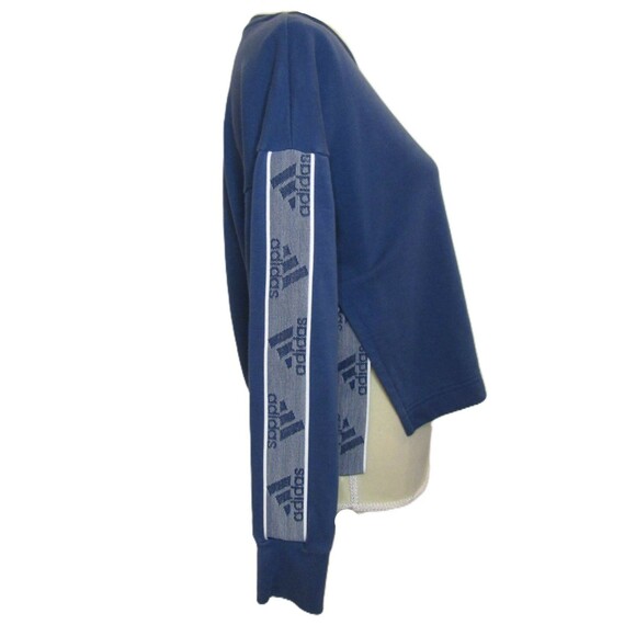 Adidas Changeover Tape Logo Crew Neck Cropped Sweatshirt Women's Small Blue 2019 - Picture 6 of 14